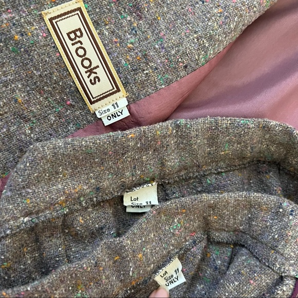 Vintage Brooks Women's Sz 11 3 Pc Multi Wool Blazer Suit Jacket Skirt Pants Set - Picture 9 of 11